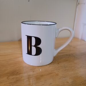 New Threshold Monogram ¡ B! & Black Ring White Stoneware Mug Cup.